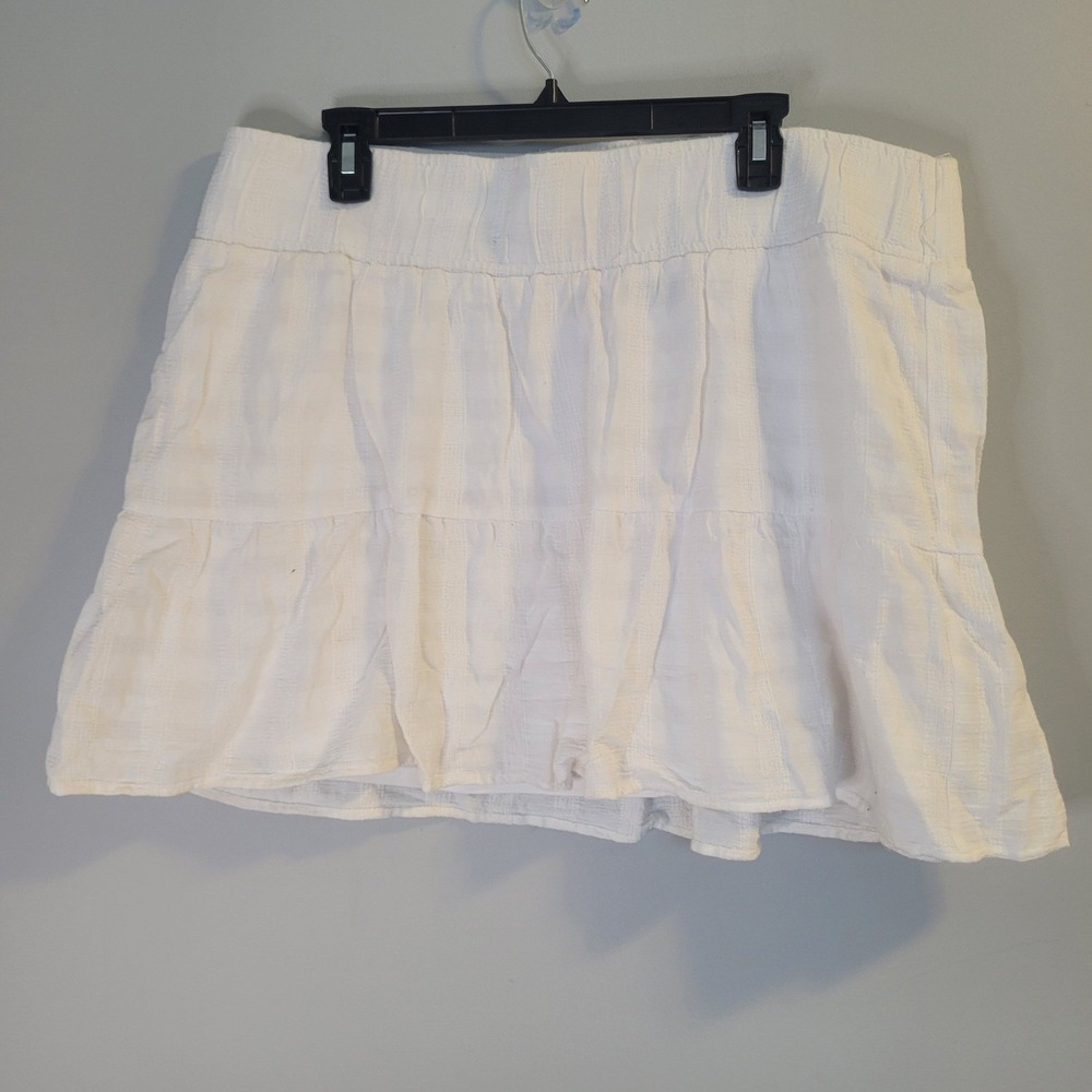 Torrid White Cotton Gauze Tiered Mini Skirt Smocked Waist Plus Size 2